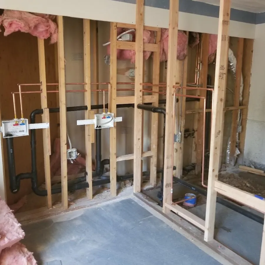 Copper pipe rough-in and plumbing installation in White Knoll